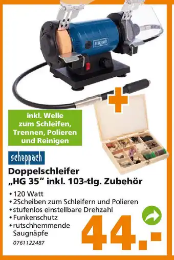 Globus Baumarkt Scheppach Doppelschleifer HG 35 Angebot