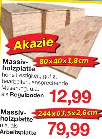 Jawoll Massivholzplatte 80x40x1,8 cm Angebot