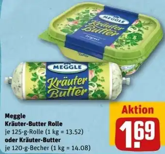 REWE Center Meggle Kräuter Butter 125 g Rolle oder Kräuter Butter 120 g Becher Angebot