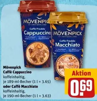REWE Center Mövenpick Caffè Cappuccino 189 ml oder Caffè Macchiato 190 ml Becher Angebot