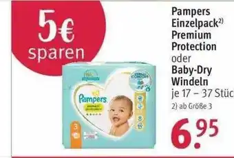 Rossmann Pampers Einzelpack Premium Protection Oder Baby-dry Windeln Angebot