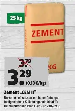 Hagebau Zement Cem II Angebot