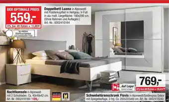 Opti Wohnwelt Doppelbett Luana, Nachtkonsole, Schwebetürenschrank Flavio Angebot