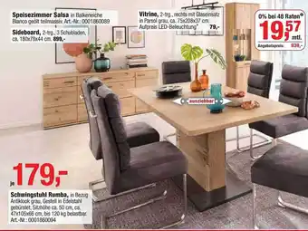 Opti Wohnwelt Vitrine, Speisezimmer Salsa, Sideboard, Schwingstuhl Rumba Angebot