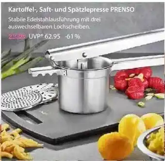 V Markt Kartoffel-, Saft- Und Spätzlepresse Prenso Angebot