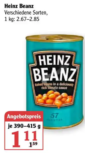 Globus Heinz Beanz 390-415 g Angebot