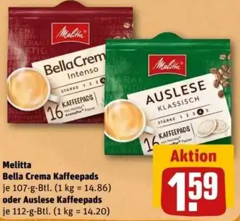 REWE Center Melitta Bella Crema Kaffeepads 107 g oder Auslese Kaffeepads 112 g Btl. Angebot