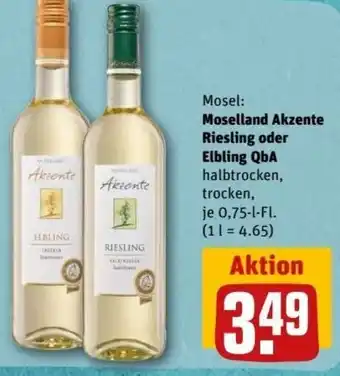 REWE Center Moselland Akzente Riesling oder Elbling QbA 0,75 L-Fl. Angebot