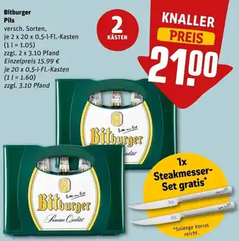 REWE Center Bitburger Pils 2x20x0,5 L-Fl. Angebot