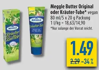 diska Meggle Butter Original oder Kräuter Tube 80 ml / 5x20 g Packung Angebot