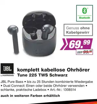 EP JBL Komplett Kabellose Ohrhörer Tune 225 TWS Schwarz Angebot