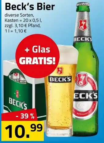 Logo Getränkemarkt Beck's Bier 20x0,5L Angebot