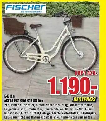 B1 Discount Baumarkt E-bike „cita Er1804 317 48 Br“ Fischer Angebot