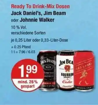 V Markt Jack Daniel's, Jim Beam Oder Johnnie Walker Angebot