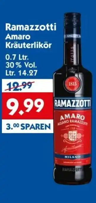 Hol'ab Getränkemarkt Ramazzotti Amaro Kräuterlikör 0,7L Angebot