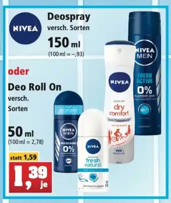 Thomas Philipps Nivea Deospray oder Deo Roll on 50/150ml Angebot