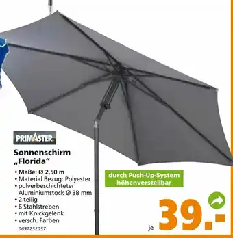 Globus Baumarkt Primaster Sonnenschirm Florida Angebot