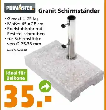 Globus Baumarkt Primaster Granit Schirmständer Angebot