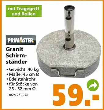 Globus Baumarkt Primaster Granit Schirmständer Angebot