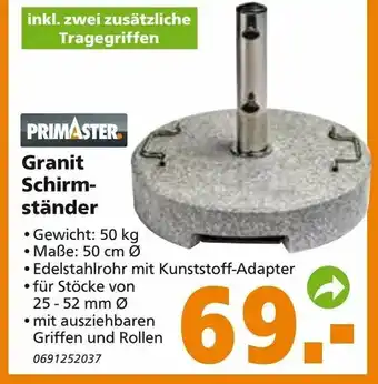 Globus Baumarkt Primaster Granit Schirmständer Angebot