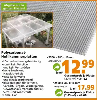 Globus Baumarkt Polycarbonat Hohlkammerplatten Angebot