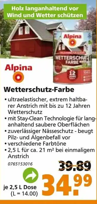 Globus Baumarkt Alpina Wetterschutz Farbe Angebot