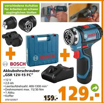 Globus Baumarkt Bosch Akkubohrschrauber GSR 12V-15 FC Angebot