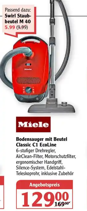 Globus Miele Bodensauger mit Beutel Classic C1 EcoLine Angebot