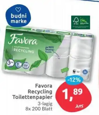 Budni Favora Recycling Toilettenpapier Angebot