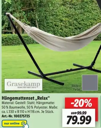 Lidl Grasekamp Hängemattenset ,,Relax" Angebot