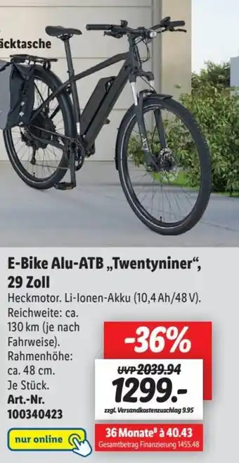 Lidl prophete E-Bike Alu-ATB ,,Twentyniner" 29 Zoll Angebot