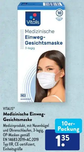 Aldi Süd Vitalis Medizinische Einweg Gesichtsmaske 10er Packung Angebot