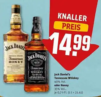 REWE Kaufpark Jack Daniel's Tennessee Whiskey Oder Honey Angebot