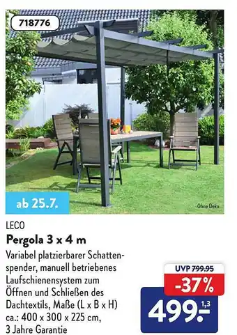 Aldi Nord Leco Pergola 3 X 4 M Angebot