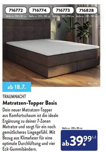 Aldi Nord Traumnacht Matratzen-topper Basis Angebot