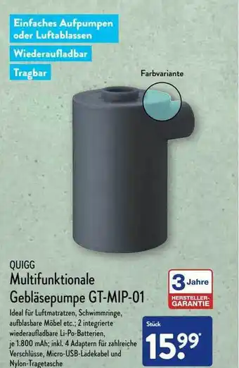 Aldi Nord Quigg Multifunktionale Gebläsepumpe Gt-mip-01 Angebot