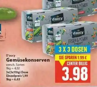 E-Center D'aucy Gemüsekonserven Angebot