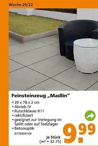 Globus Baumarkt Feinsteinzeug Madlin Angebot