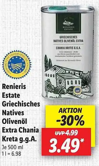 Lidl Renieris Estate Griechisches Natives Olivenöl Extra Chania Kreta Gga Angebot