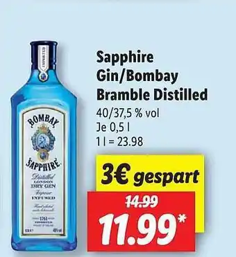 Lidl Sapphire Gin Oder Bombay Bramble Distilled Angebot