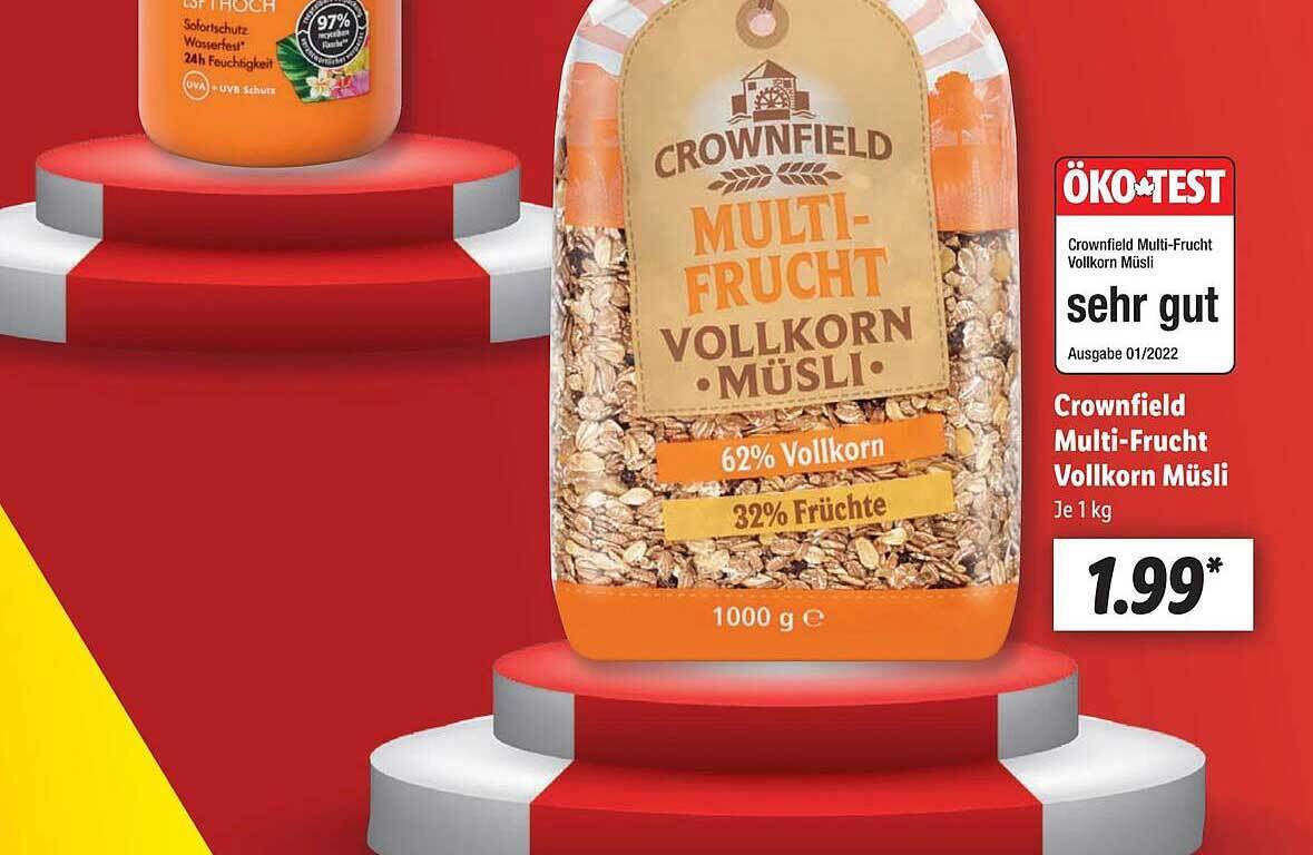 Crownfield Multifrucht Vollkorn Müsli Angebot bei Lidl