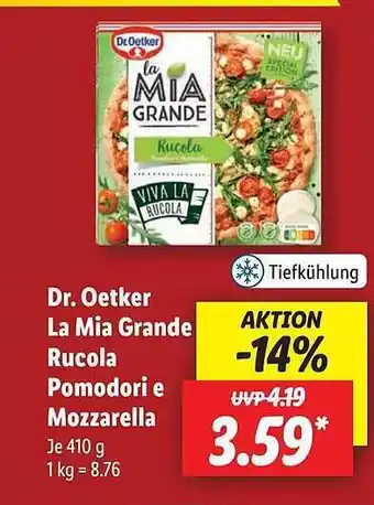 Lidl Dr. Oetker La Mia Grande Rucola Pomodorie Mozzarella Angebot