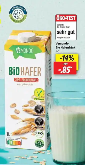 Lidl Vemondo Bio Haferdrink Angebot