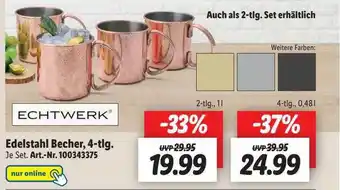 Lidl Edelstahl Becher 4-tlg Echtwerk Angebot