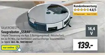 Lidl Silvercrest Saugroboter „ssra1” Angebot
