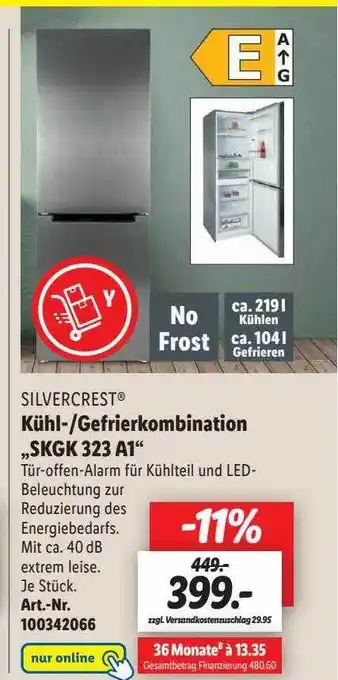 Lidl Silvercrest Kühl- Gefrierkombination „skgk 323 A1” Angebot