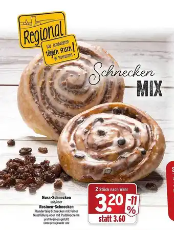 Wasgau Nuss-schnecken Oder Rosinen-schnecken Angebot