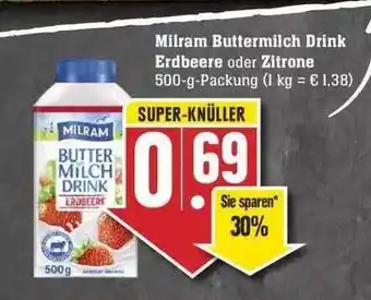 Edeka Milram Buttermilch Drink Erdbeere Oder Zitrone Angebot