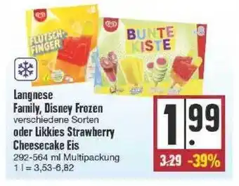 Edeka Langnese Family Disney Frozen Oder Likkies Strawberry Cheesecake Eis Angebot