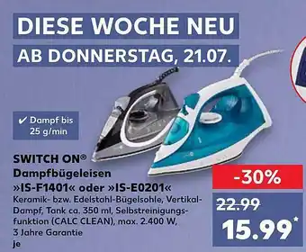 Kaufland Switch On Dampfbügeleisen »is-ff1401« Oder »is-e0201« Angebot